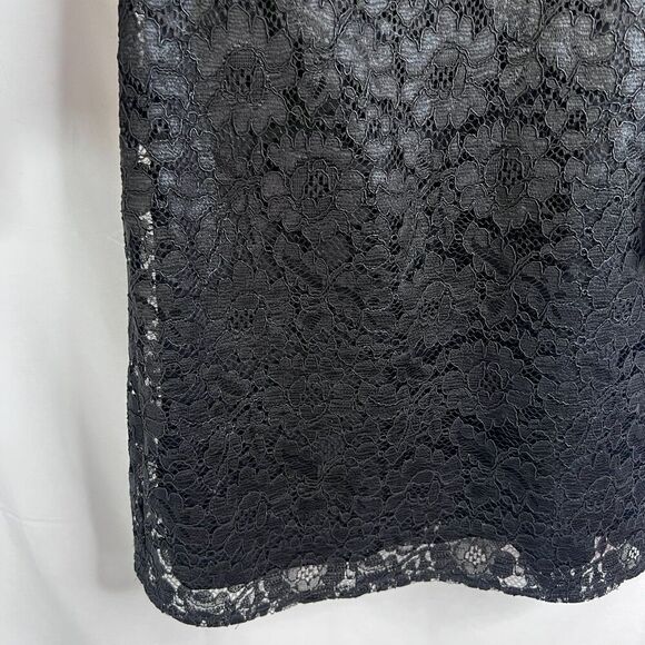 Express NWT Black Lace Overlay Statement Puff Shoulder Elegant Dress Size Small - Picture 7 of 10